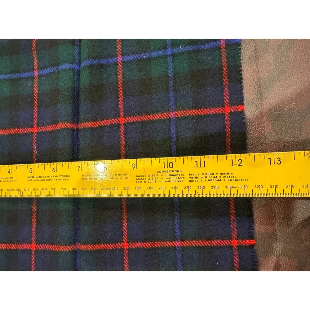 Vintage 100% Merino Wool Plaid Scarf Made in Great Britain Navy Green Red Tartan